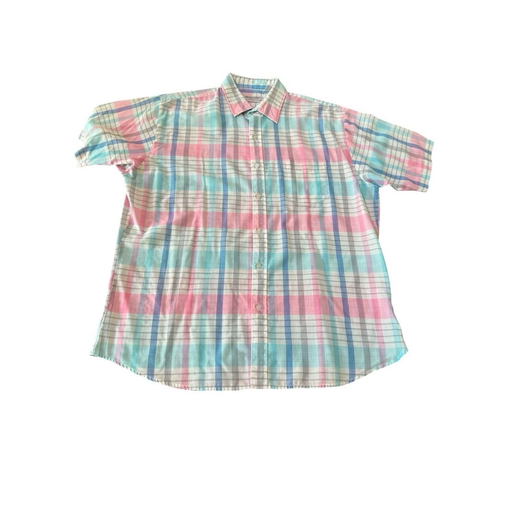 Weekender Sport Plaid Button‎ Up Shirt Pastel Short Sleeve Summer Light READ